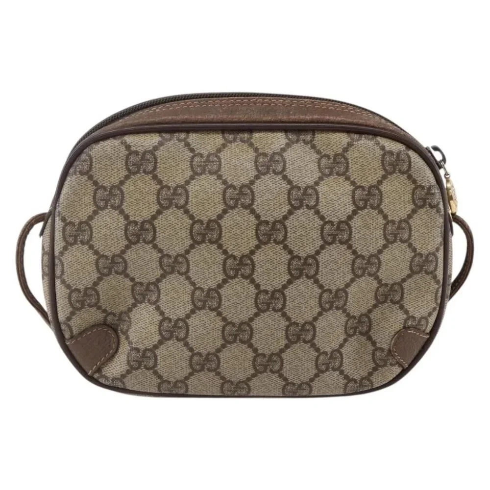 GUCCI GG Supreme Web Sherry Line Bag PVC Beige Gold - Picture 2 of 16